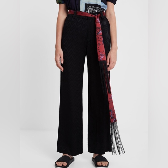 Desigual Scarf Belt Y2K Peace Sign Paisley Fringe - Picture 1 of 7